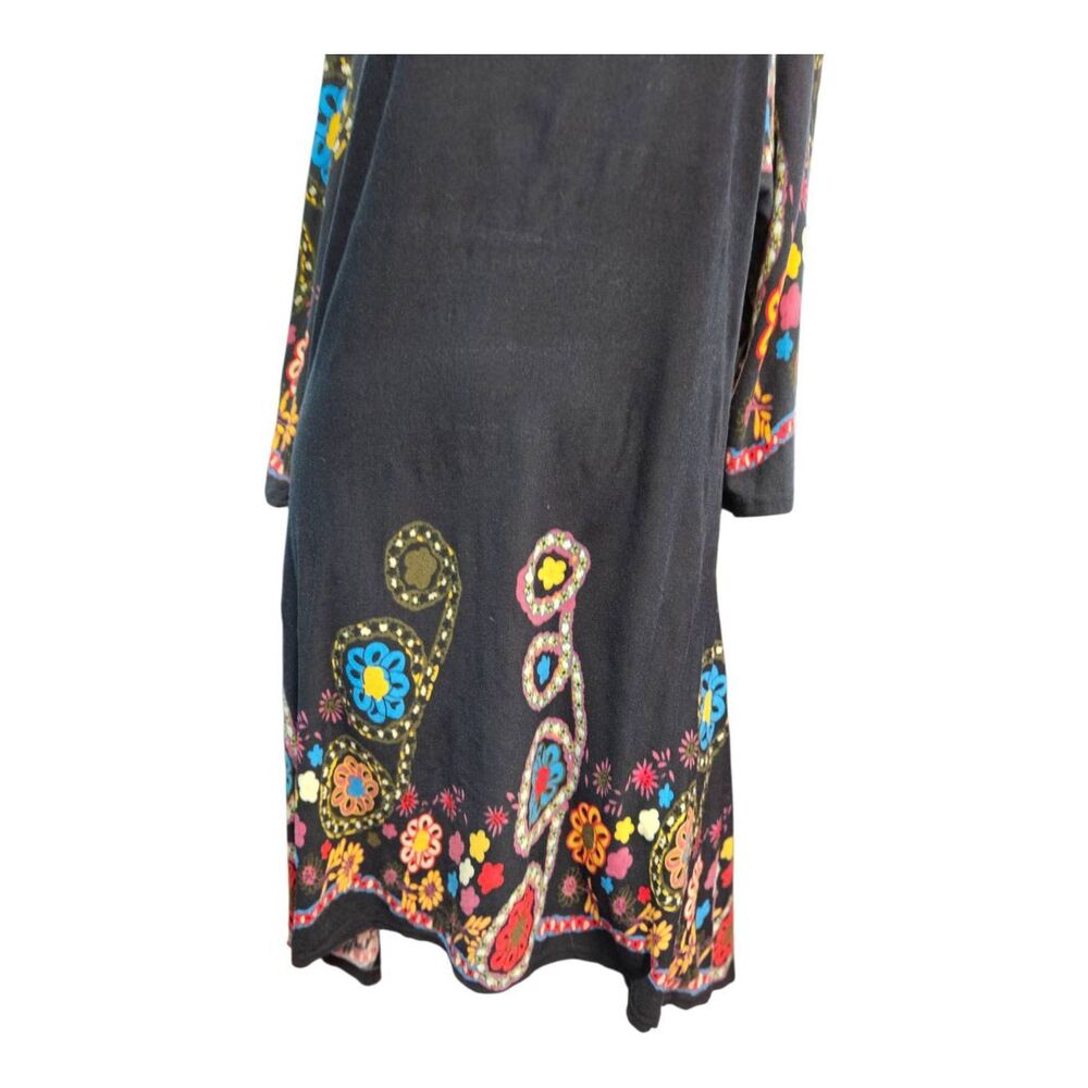 Ice Silk Black Paisley Floral Fit Flair Dress Womens size 3X - Picture 4 of 9
